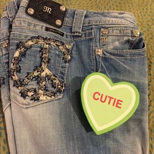 Miss Me flare/bootcut jeans with Peace sign